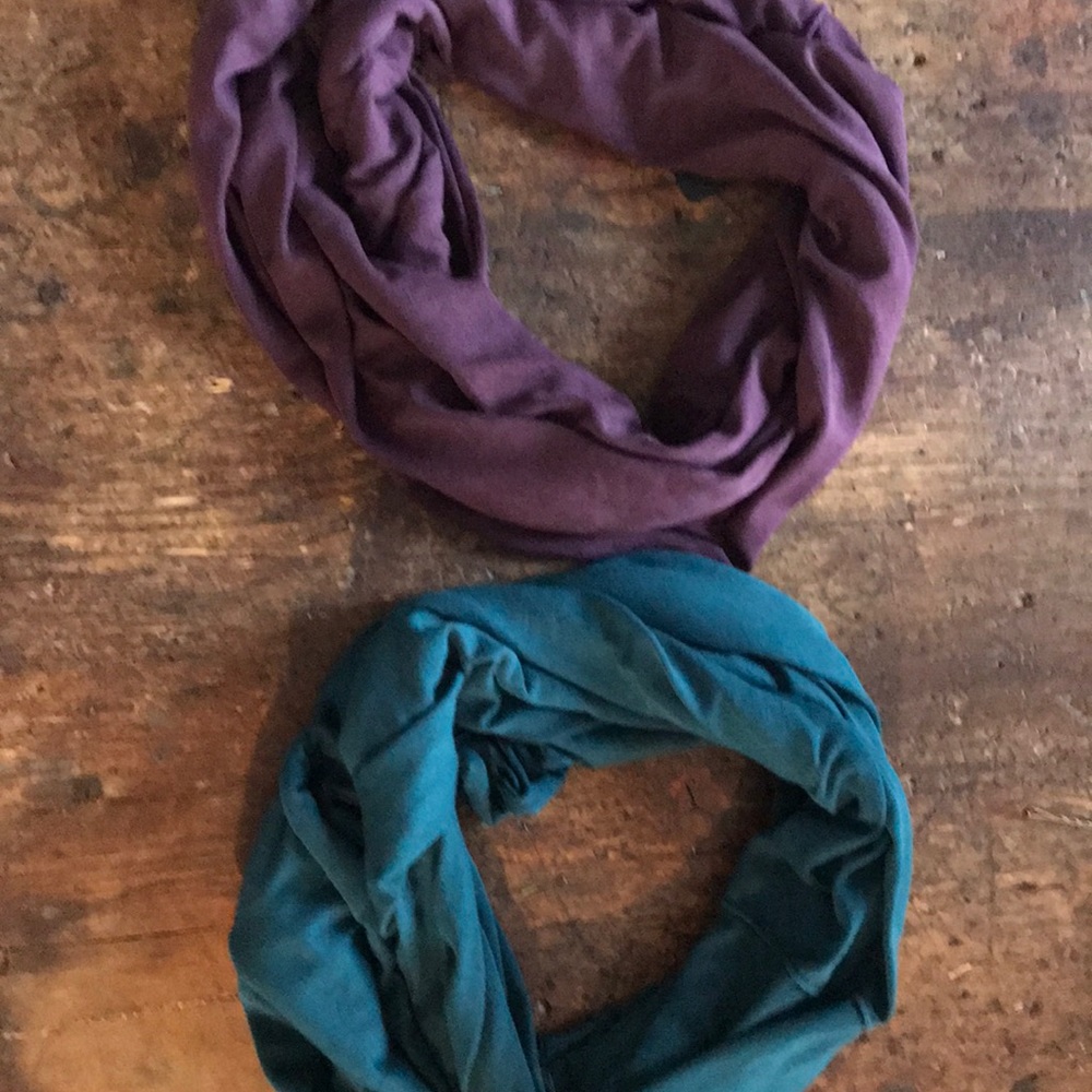 Set of two stretch knit infinity scarves